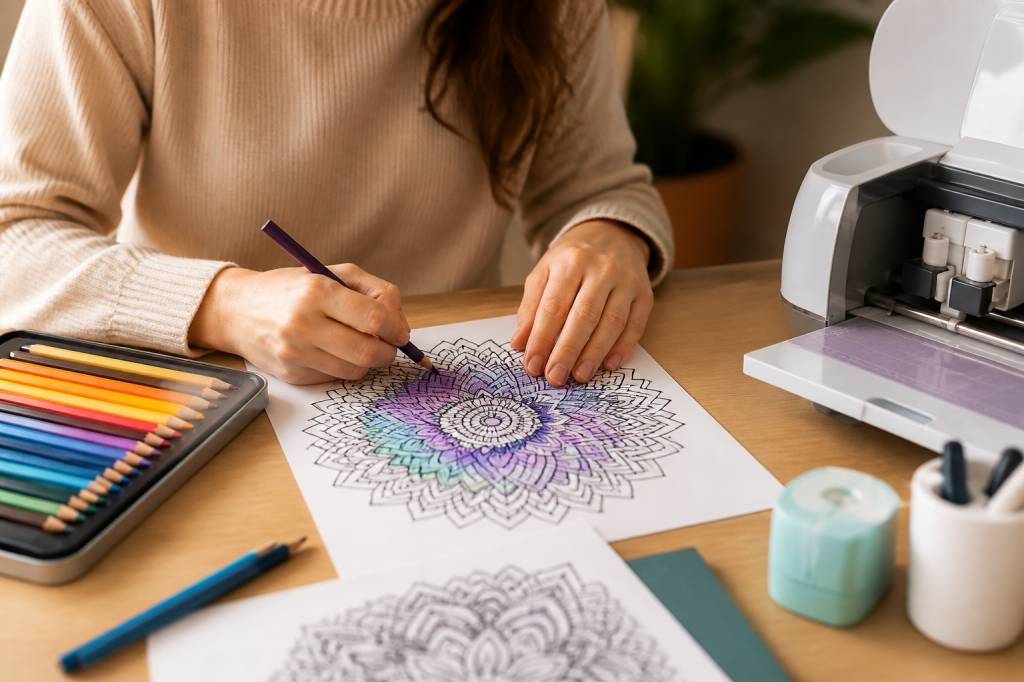 Atelier cricut cultura : idées de coloriage antistress à réaliser facilement pour créer des motifs apaisants, personnalisés et créatifs avec des outils simples et inspirants en famille, entre amis ou seul