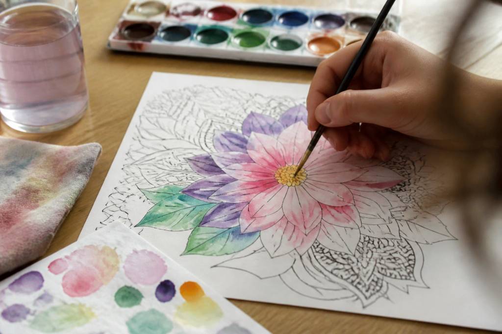 Atelier aquarelle : coloriage anti stress à réaliser facilement