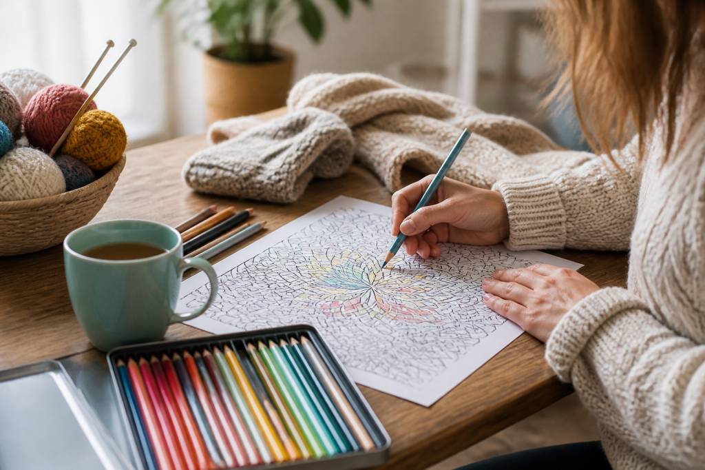 Atelier tricot : coloriage anti stress à réaliser
