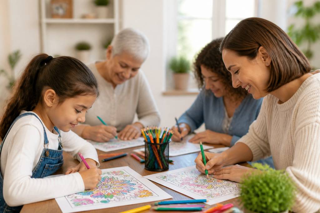 Ateliers ludiques de coloriage anti stress pour enfants et adultes : idées simples, matériel adapté, détente immédiate, créativité, concentration, plaisir, couleurs, relaxation, moments calmes, faciles à réaliser à maison avec crayons feutres